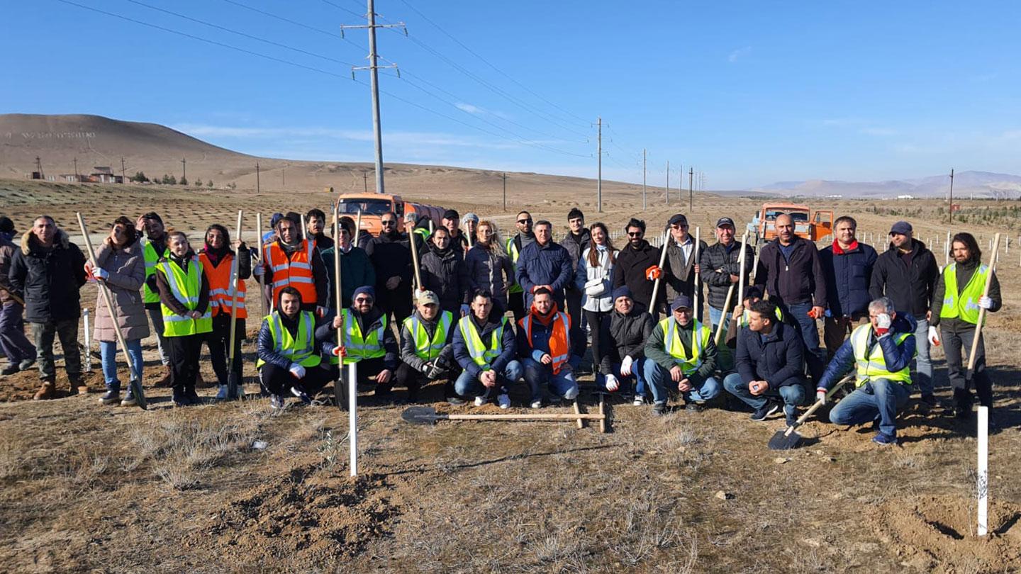 SOCAR-KBR joint venture team planting trees