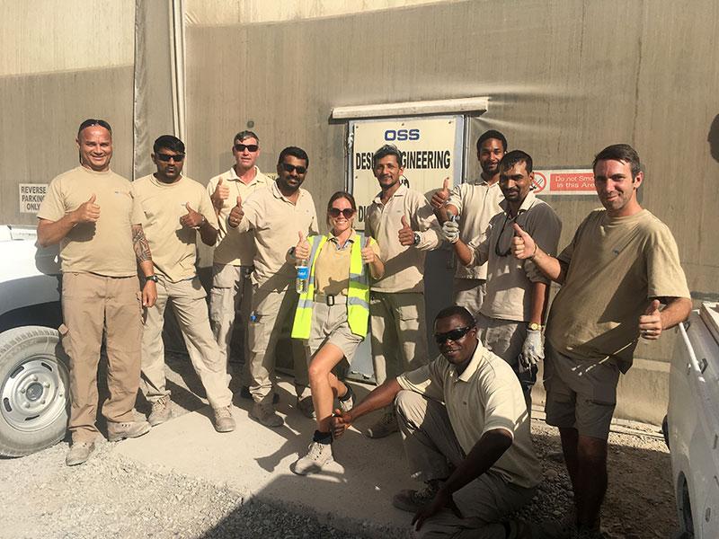 Geddes pictured with members of the OSS Kandahar team in Afghanistan