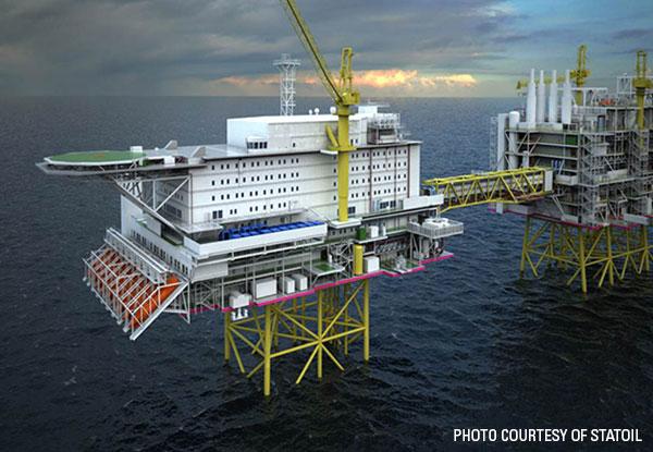 Illustration of the Johan Sverdrup utility and living quarters platform