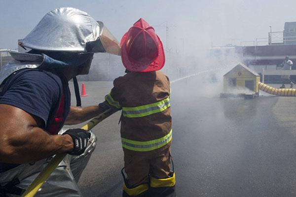 firefighter and kid