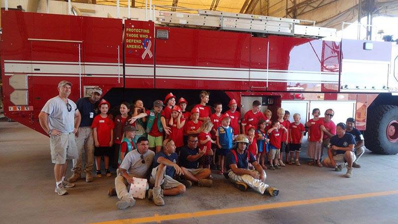 KBR firefighters at Camp Lemonnier in Djibouti hosted a fire safety event at their fire station for the local community