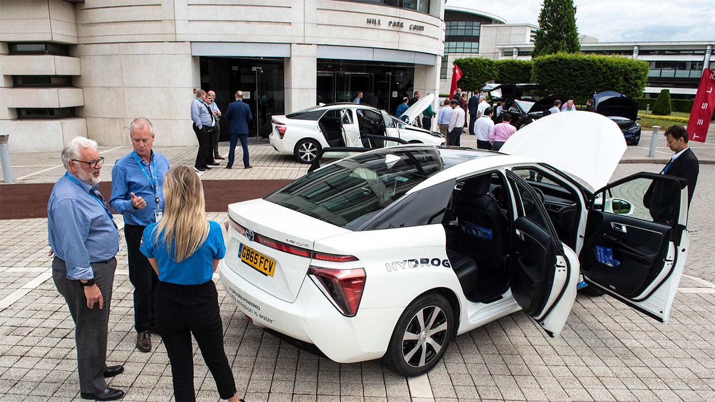 Green-powered vehicles on display at the Leatherhead office